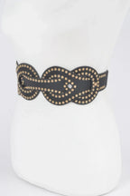 Faux Leather Metal Studded Plus Size Elastic Belt | Mixtshop LLC