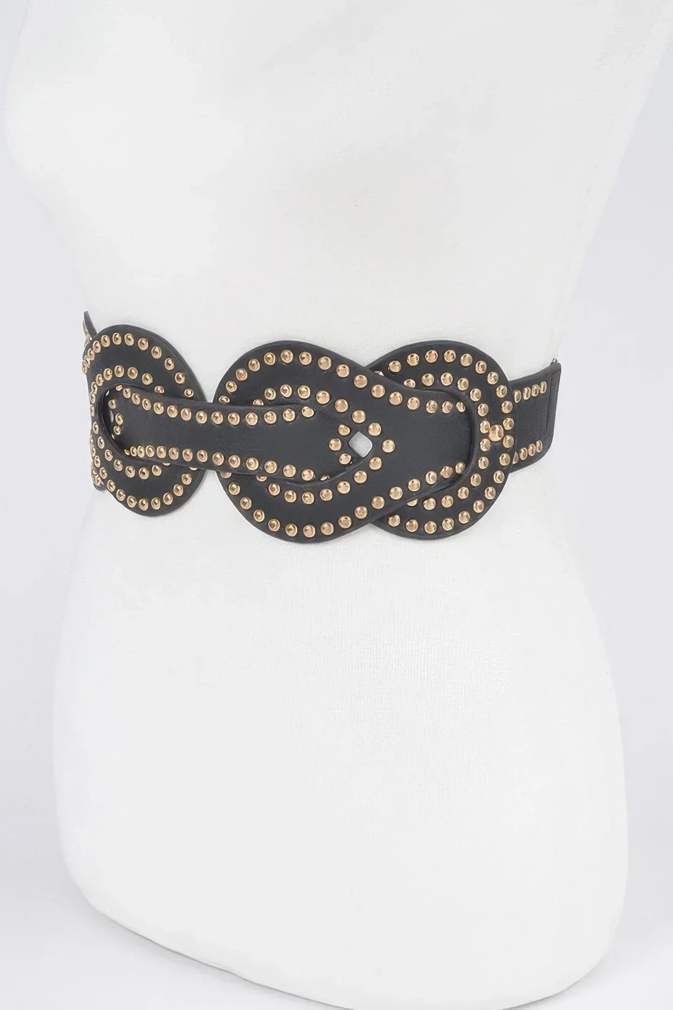 Faux Leather Metal Studded Plus Size Elastic Belt | Mixtshop LLC
