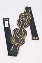 Faux Leather Metal Studded Plus Size Elastic Belt | Mixtshop LLC