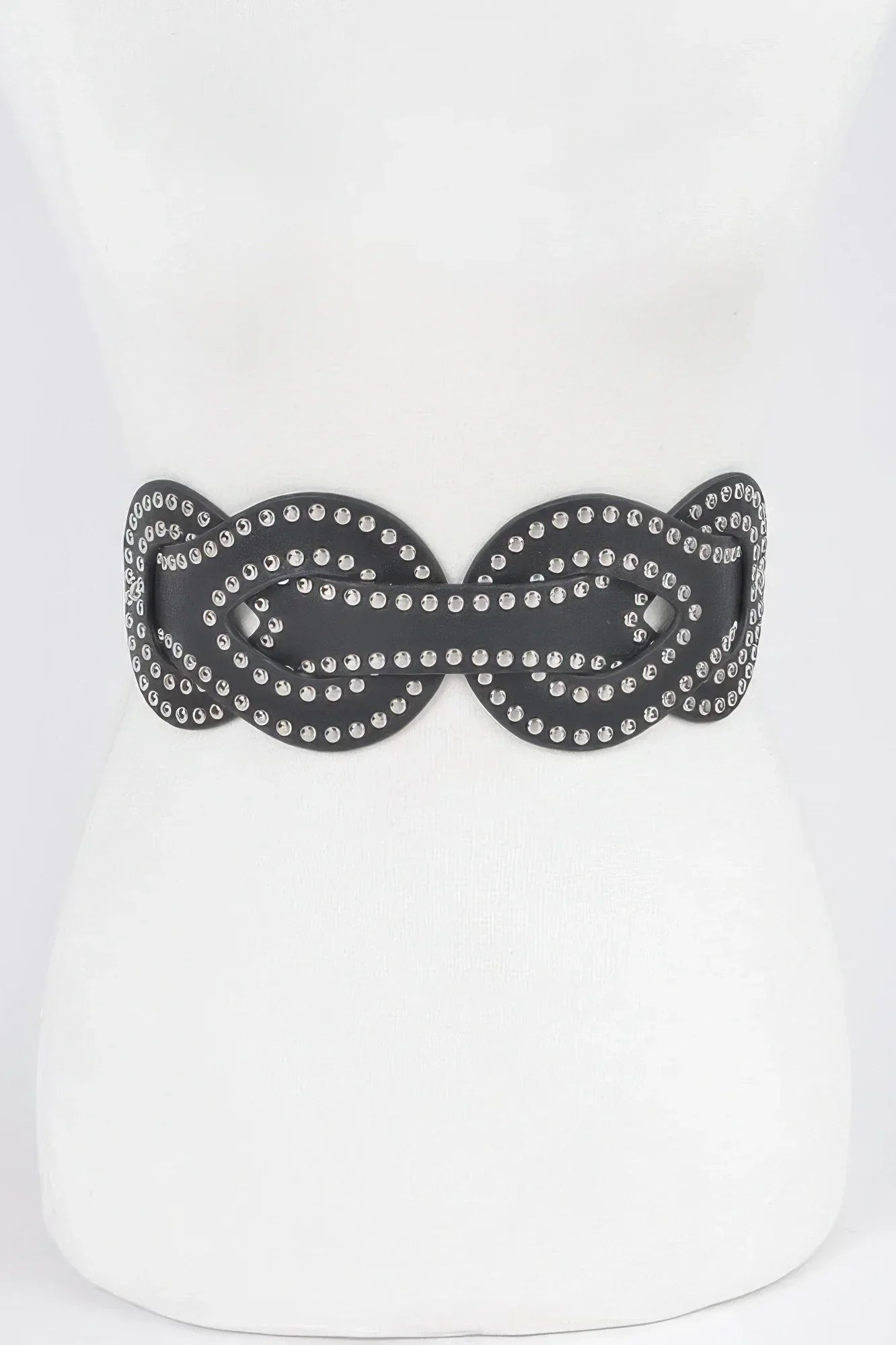 Faux Leather Metal Studded Plus Size Elastic Belt | Mixtshop LLC
