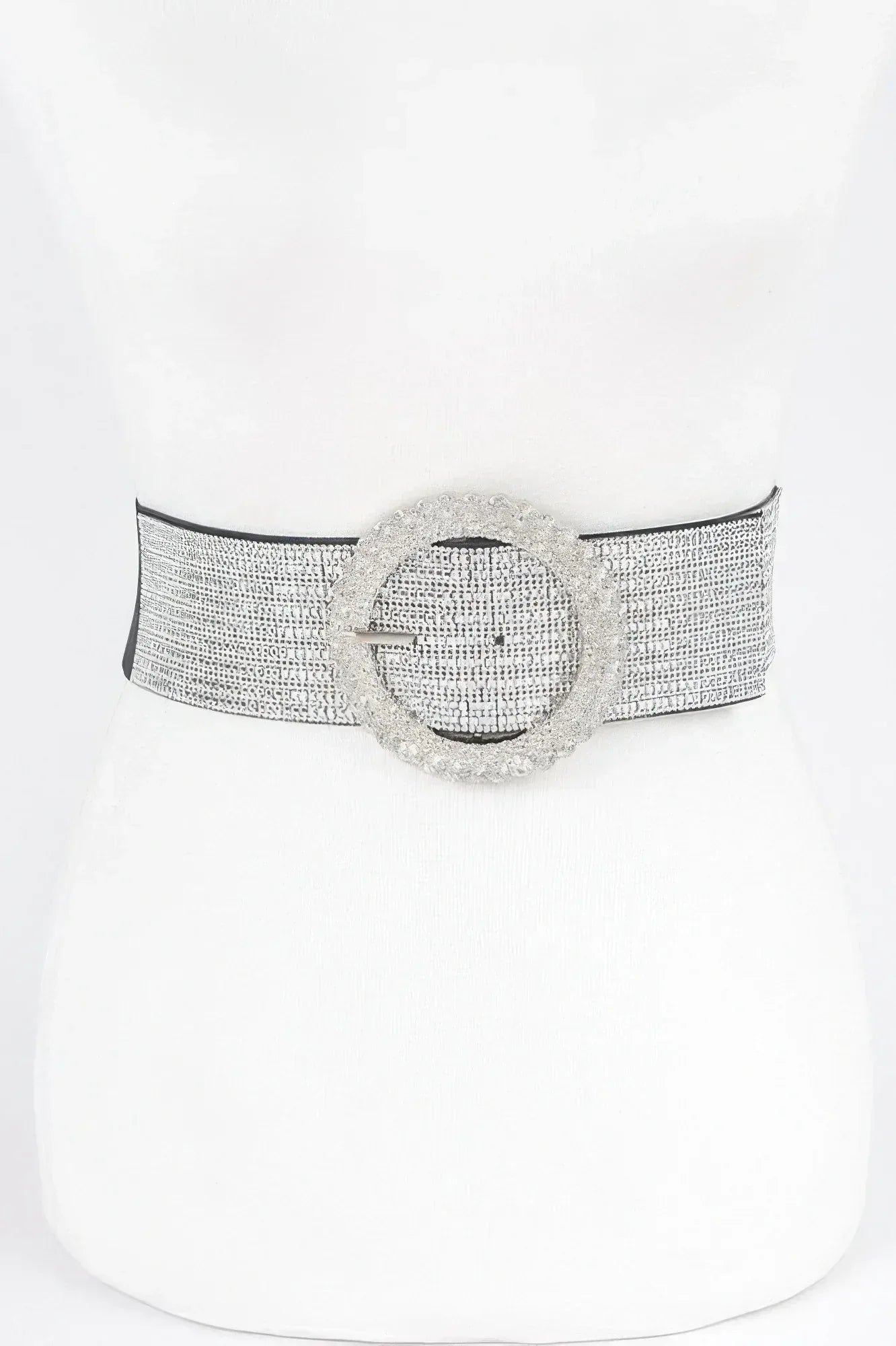 Rhinestone Buckle Plus Size Elastic Belt | Mixtshop LLC Main image