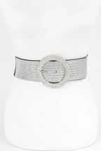 Rhinestone Buckle Plus Size Elastic Belt | Mixtshop LLC