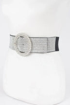 Rhinestone Buckle Plus Size Elastic Belt | Mixtshop LLC