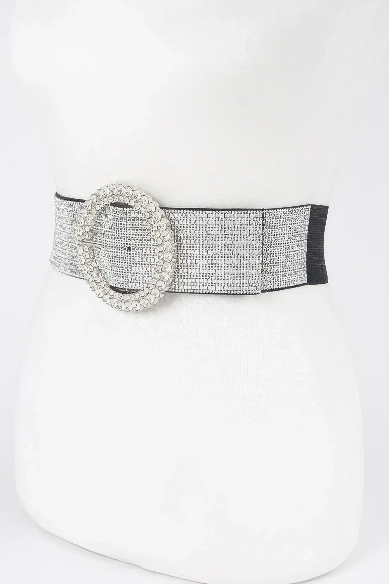 Rhinestone Buckle Plus Size Elastic Belt | Mixtshop LLC