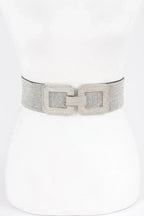 Rhinestone Buckle Plus Size Elastic Belt | Mixtshop LLC