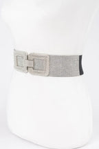 Rhinestone Buckle Plus Size Elastic Belt | Mixtshop LLC