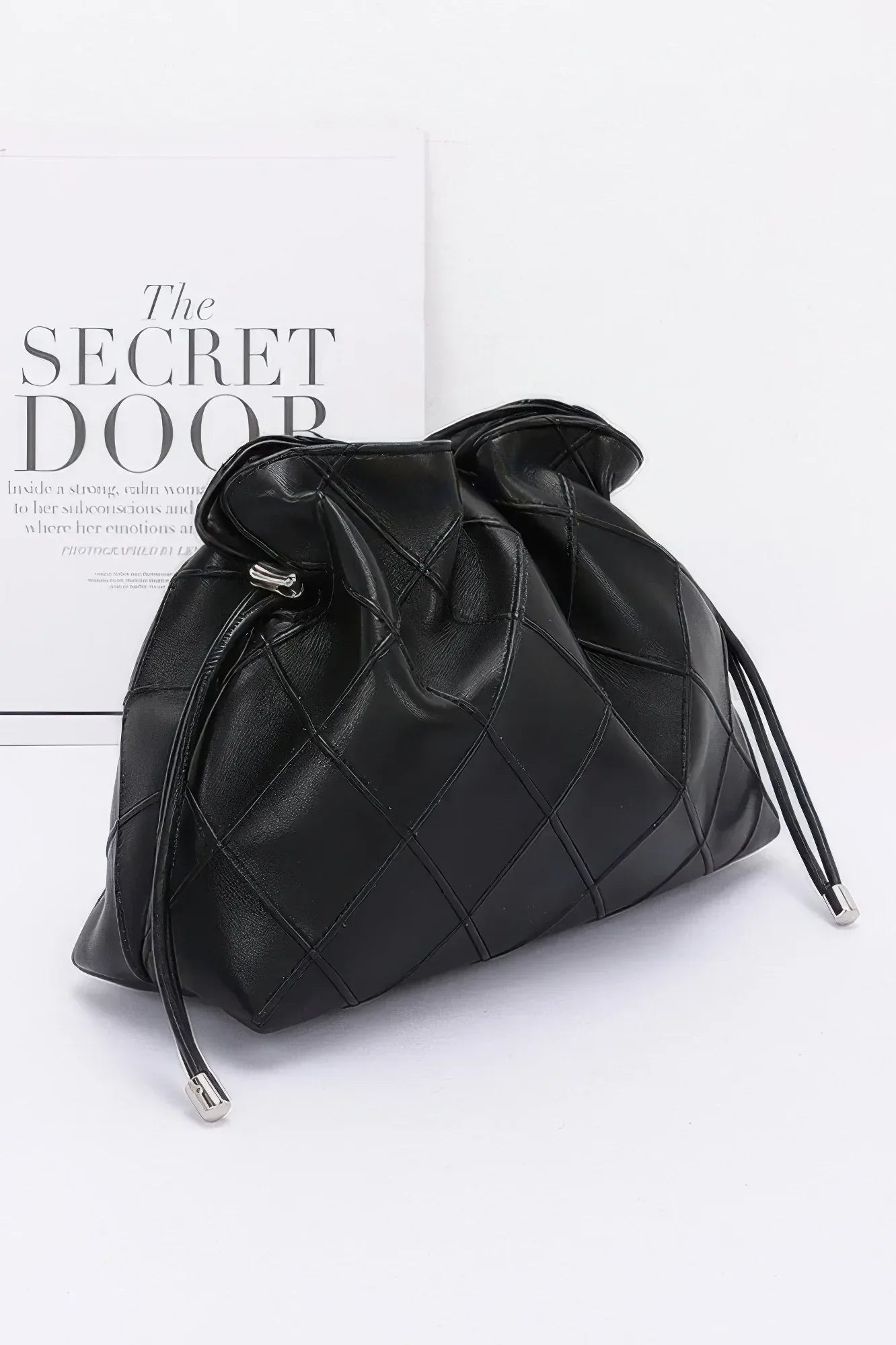 Quilted Faux Leather Bucket Crossbody Bag Secondary image