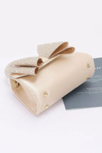 Rhinestone Ribbon Top Handle Satin Flap Bag | Mixtshop LLC