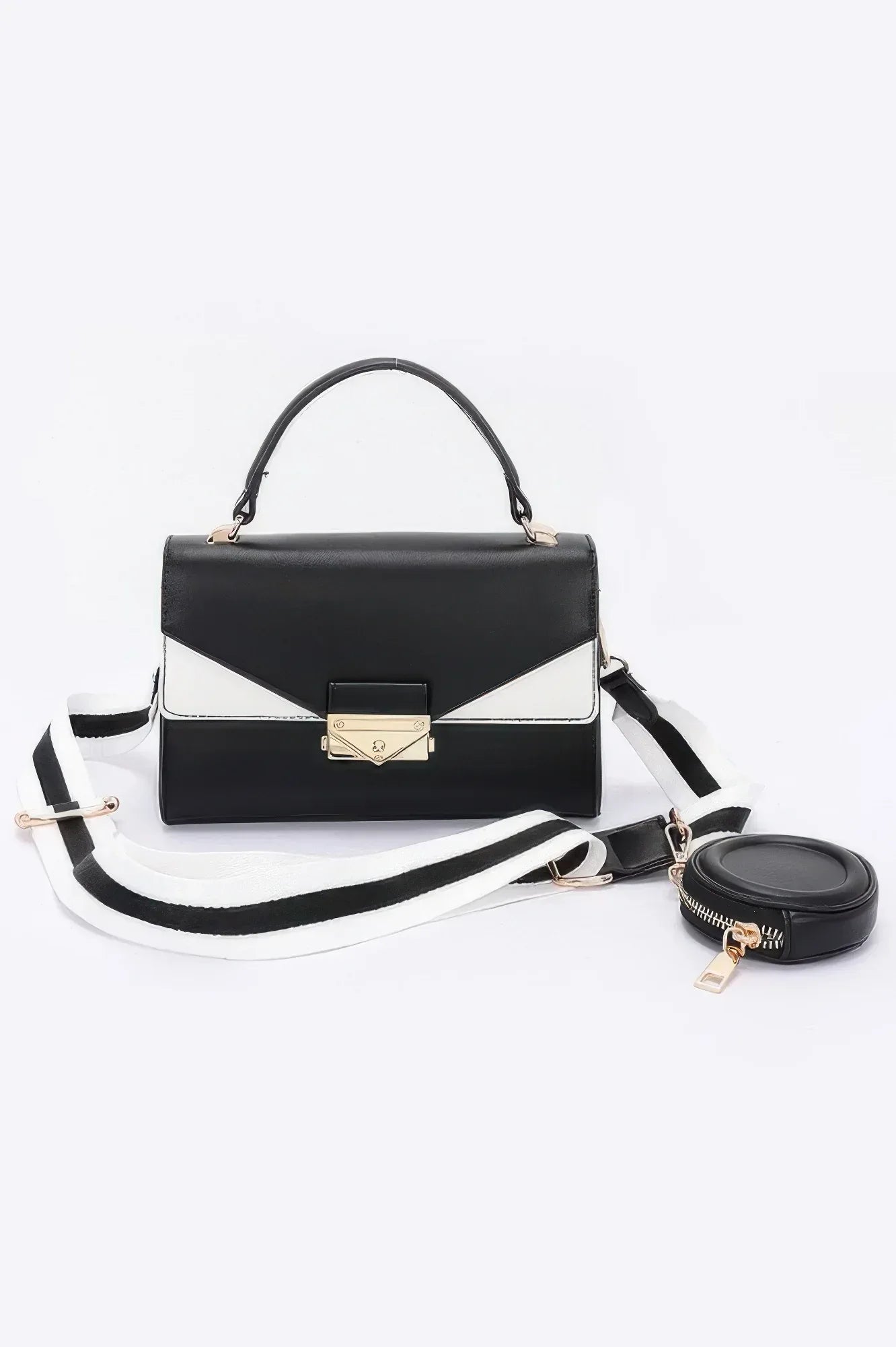 Faux Leather Two Tone Flap Bag | Mixtshop LLC Main image