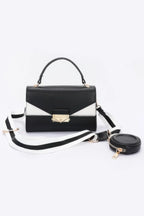 Faux Leather Two Tone Flap Bag | Mixtshop LLC