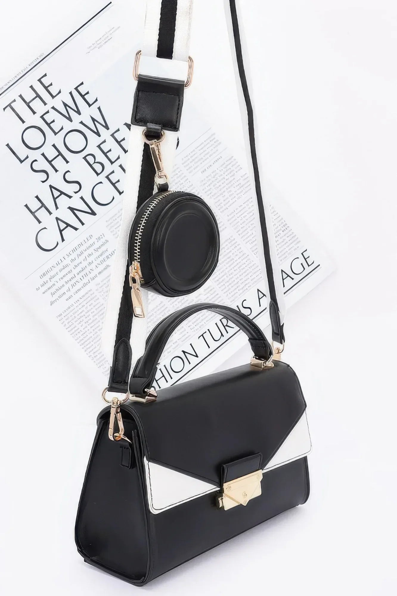 Faux Leather Two Tone Flap Bag Secondary image