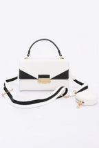 Faux Leather Two Tone Flap Bag | Mixtshop LLC