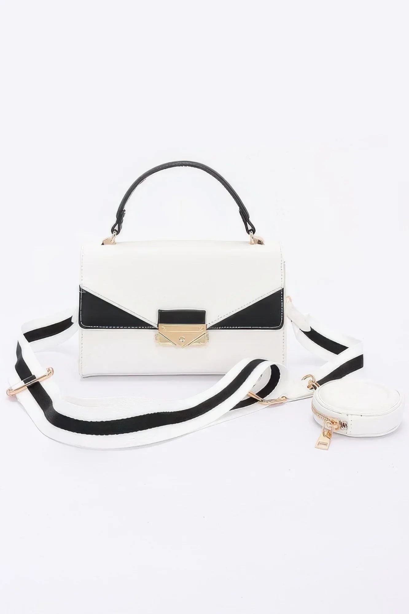 Faux Leather Two Tone Flap Bag | Mixtshop LLC
