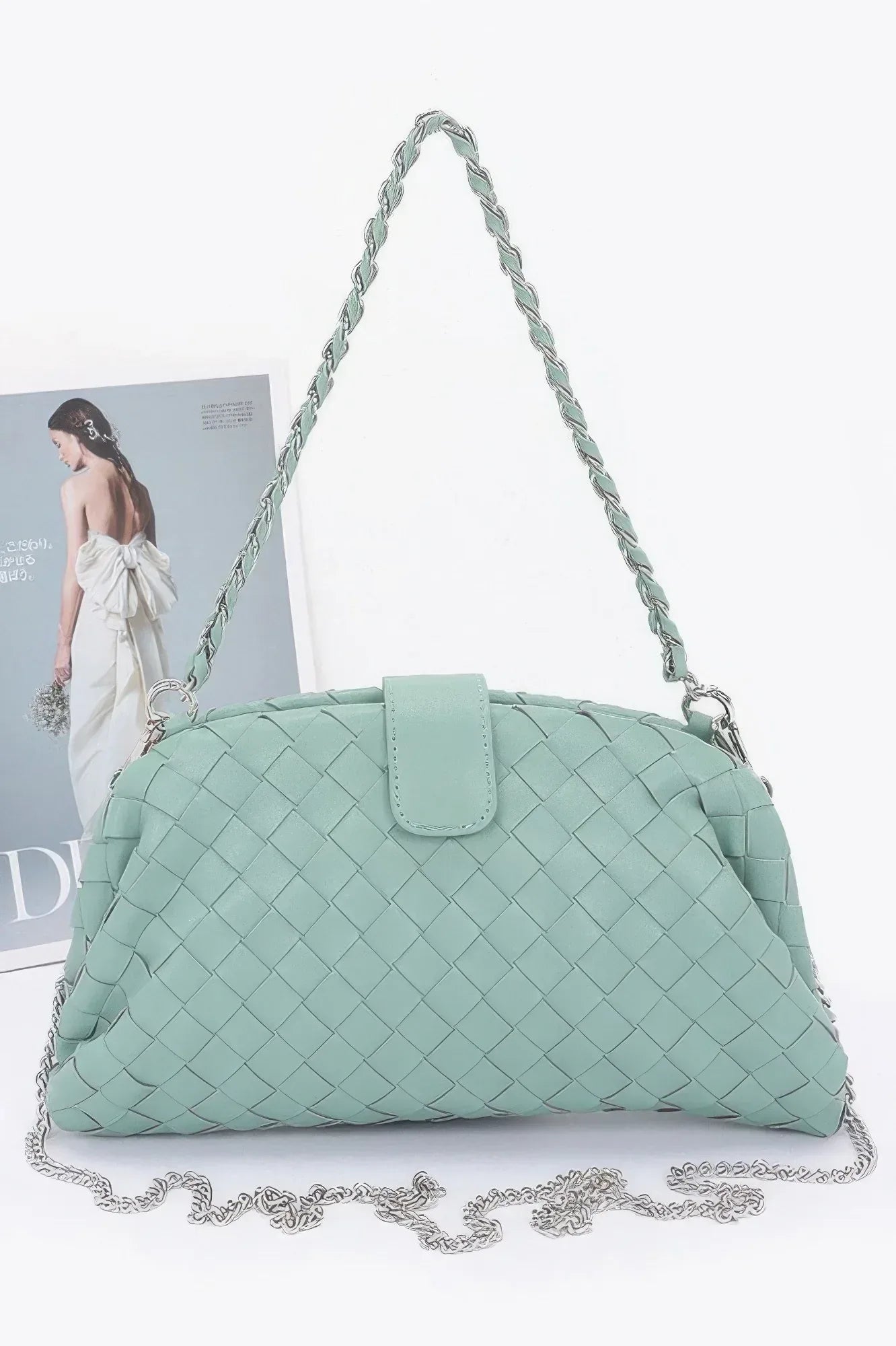 Faux Leather Braided Frame Shoulder Bag Secondary image