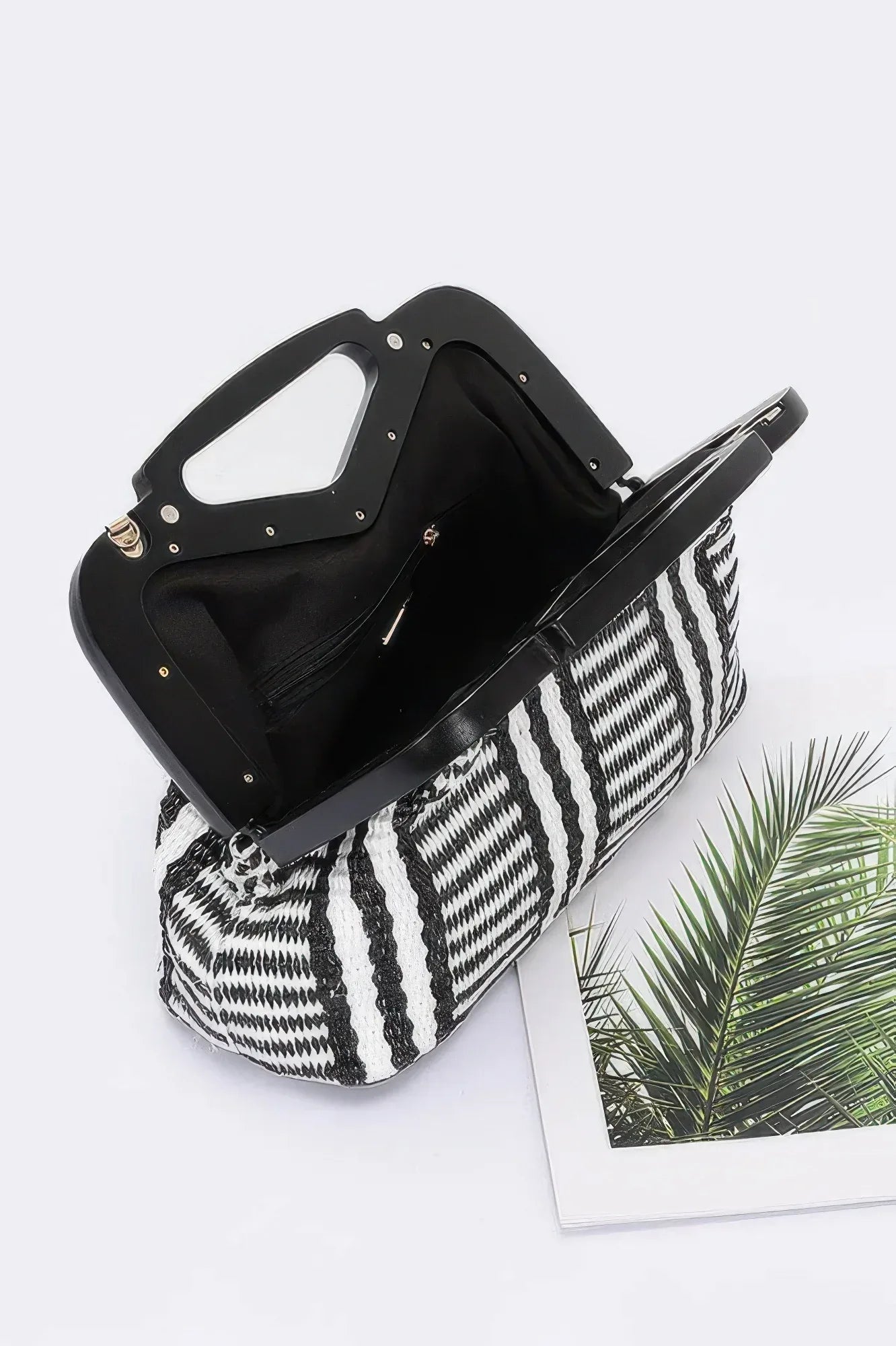 Faux Straw Wood Frame Clutch | Mixtshop LLC