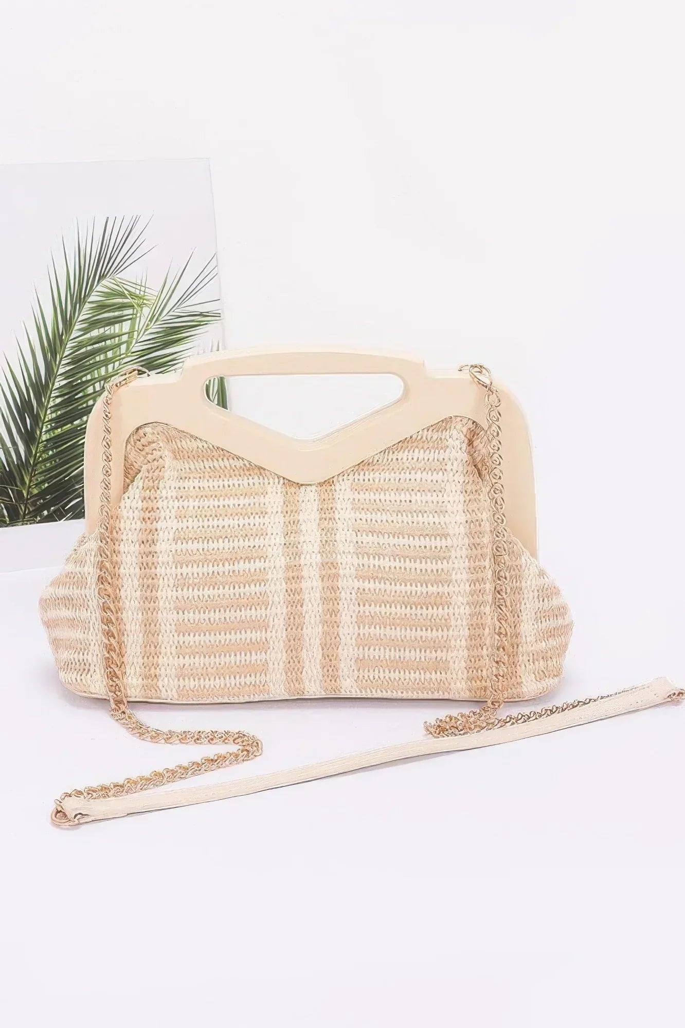Faux Straw Wood Frame Clutch | Mixtshop LLC