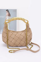 Faux Leather Braided Metal Handle Bag | Mixtshop LLC