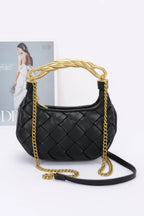 Faux Leather Braided Metal Handle Bag | Mixtshop LLC
