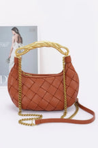 Faux Leather Braided Metal Handle Bag | Mixtshop LLC