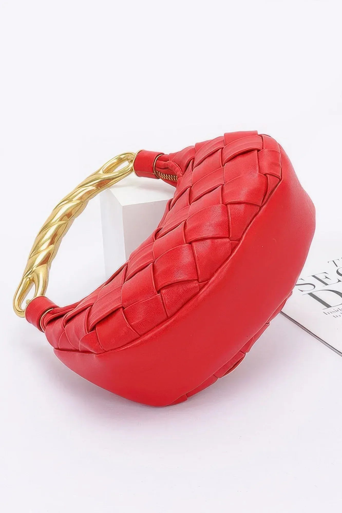 Faux Leather Braided Metal Handle Bag | Mixtshop LLC