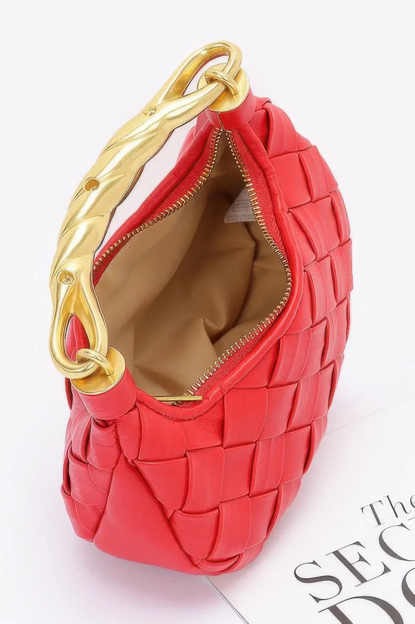 Faux Leather Braided Metal Handle Bag | Mixtshop LLC