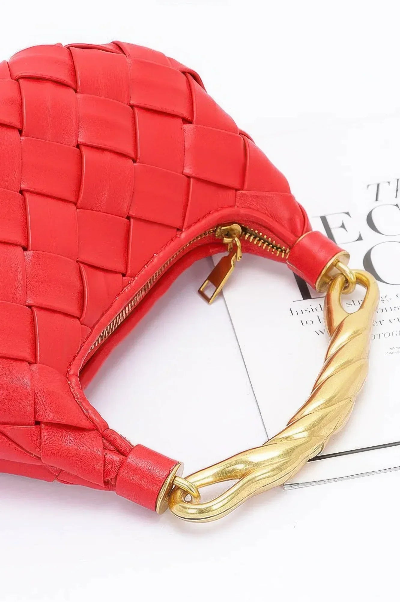 Faux Leather Braided Metal Handle Bag | Mixtshop LLC