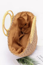 Faux Straw Bamboo Handle Tote Bag | Mixtshop LLC