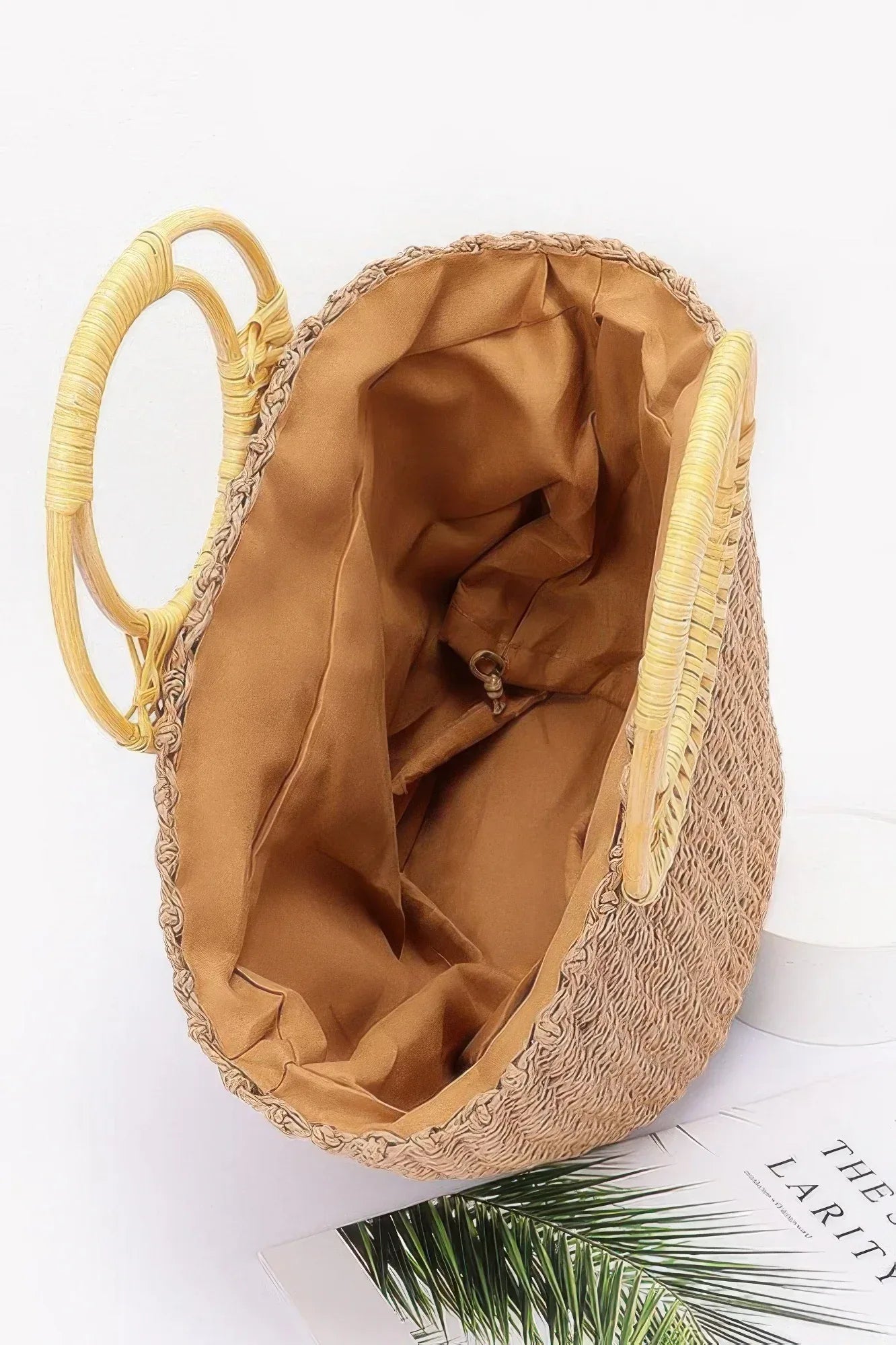 Faux Straw Bamboo Handle Tote Bag | Mixtshop LLC