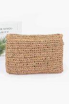 Faux Straw Handmade Flower Flap Clutch | Mixtshop LLC