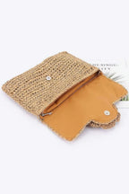 Faux Straw Handmade Flower Flap Clutch | Mixtshop LLC