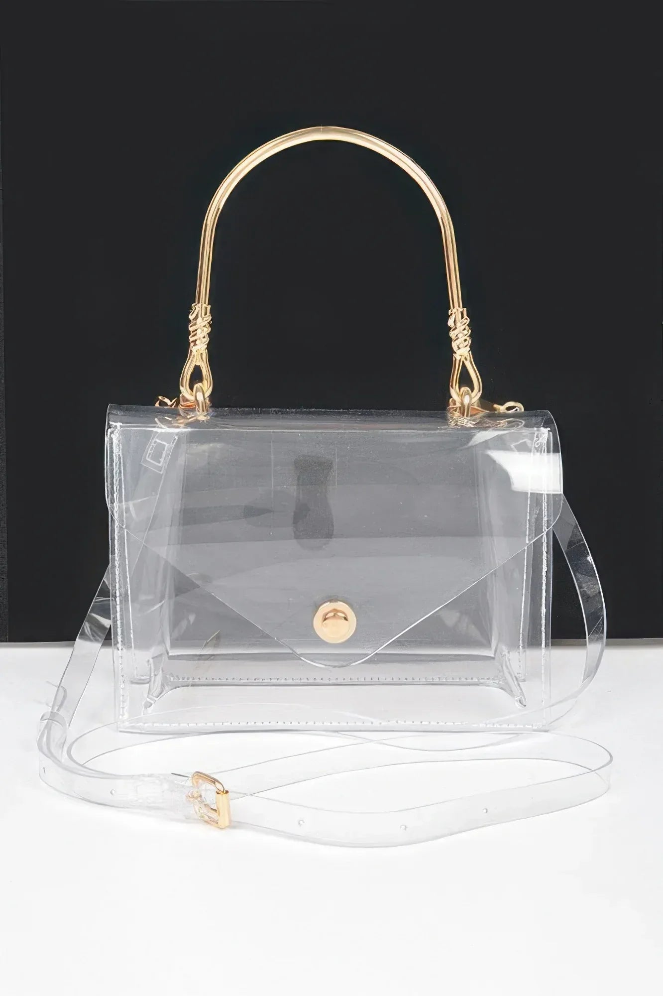 Transparent Metal Handle Flap Clutch | Mixtshop LLC Main image