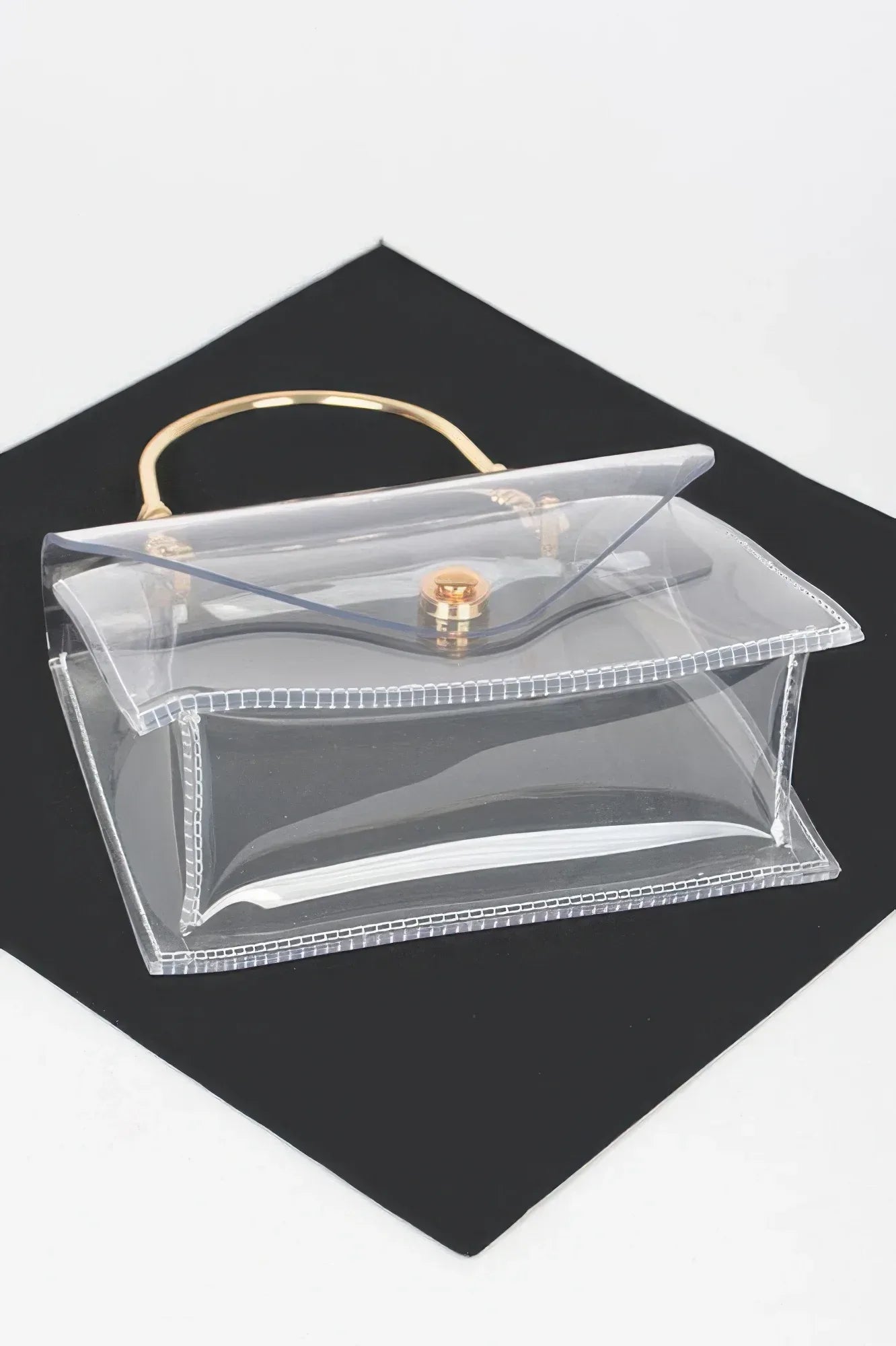 Transparent Metal Handle Flap Clutch | Mixtshop LLC