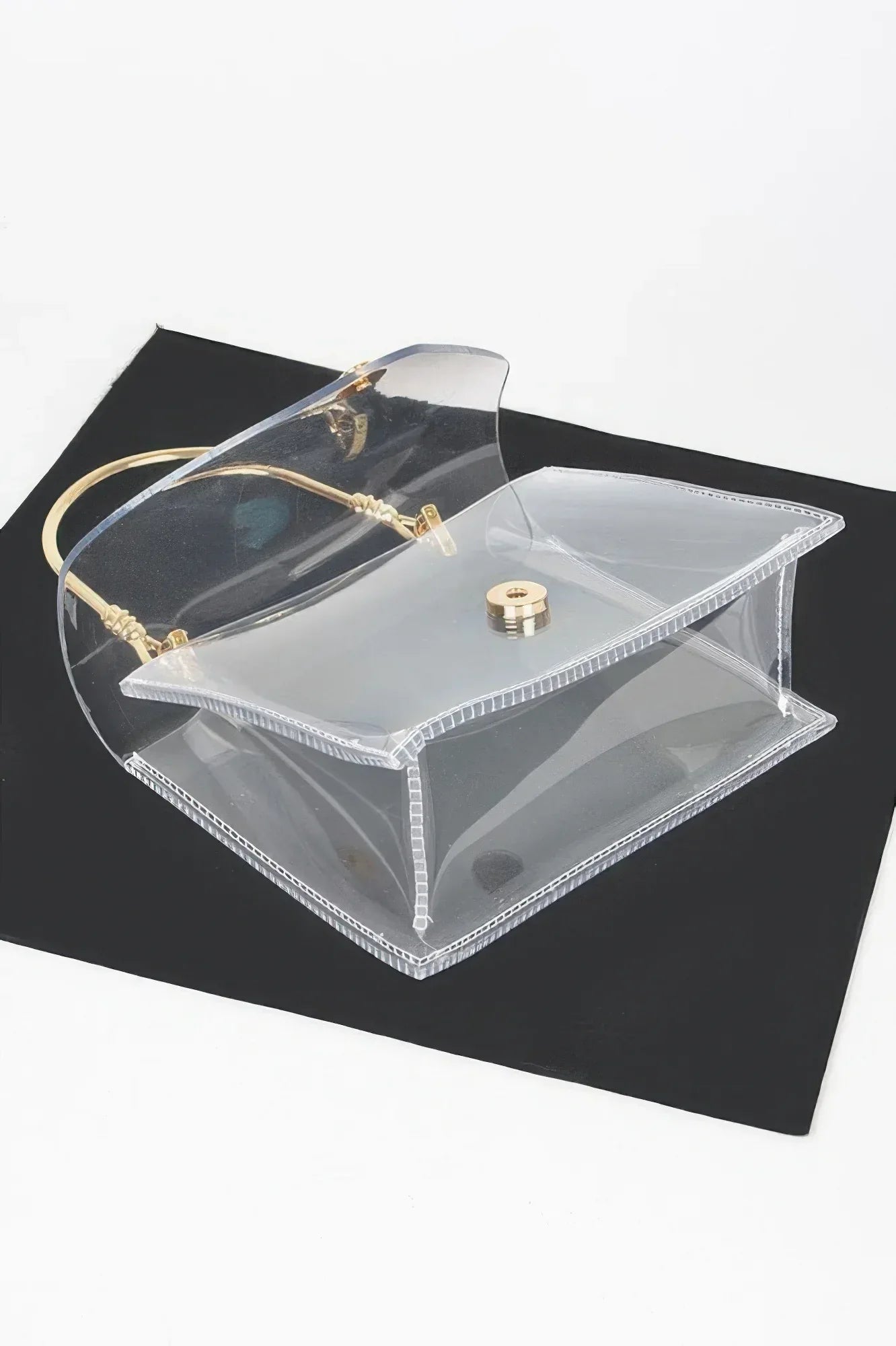 Transparent Metal Handle Flap Clutch | Mixtshop LLC