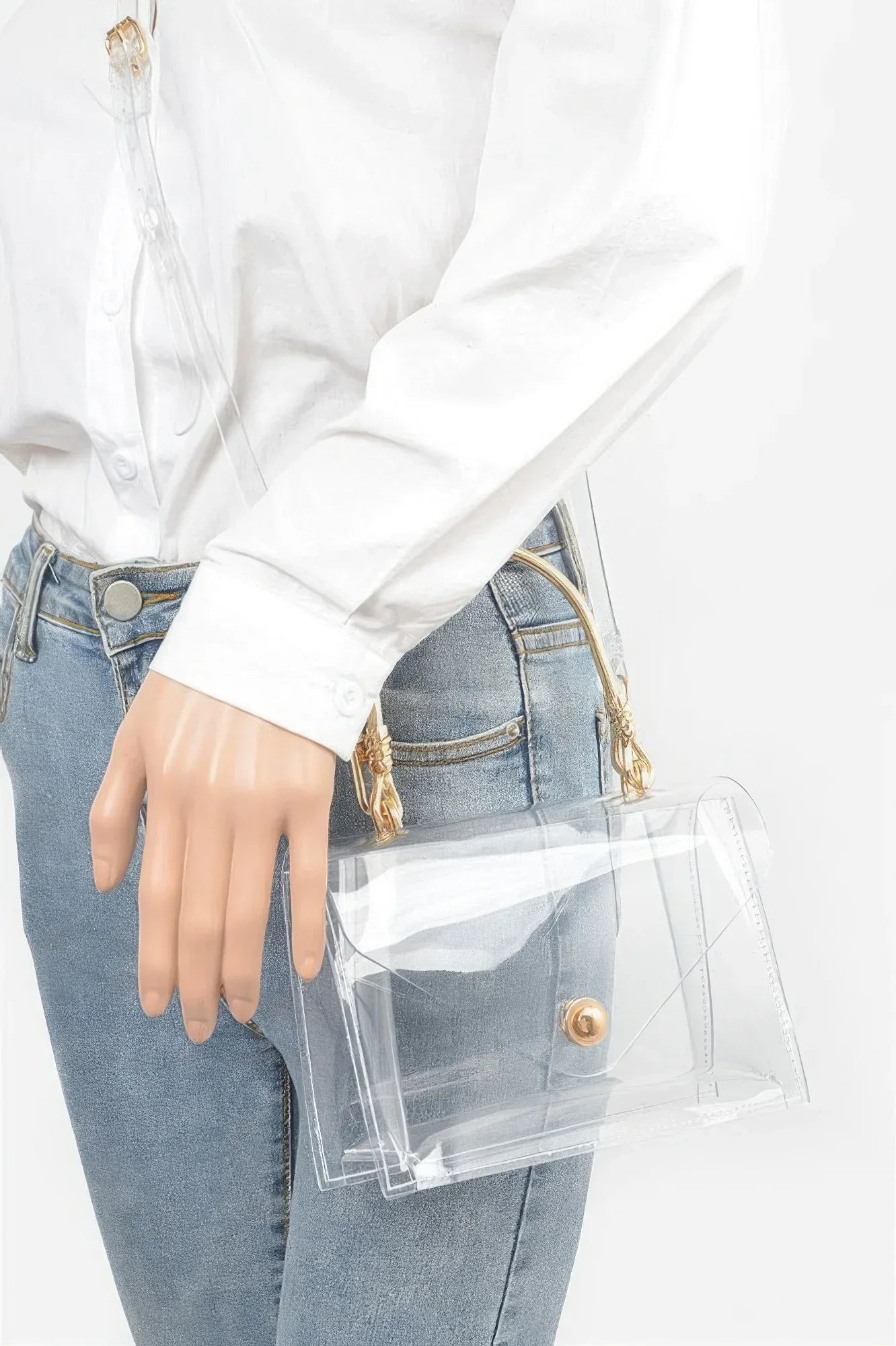 Transparent Metal Handle Flap Clutch | Mixtshop LLC
