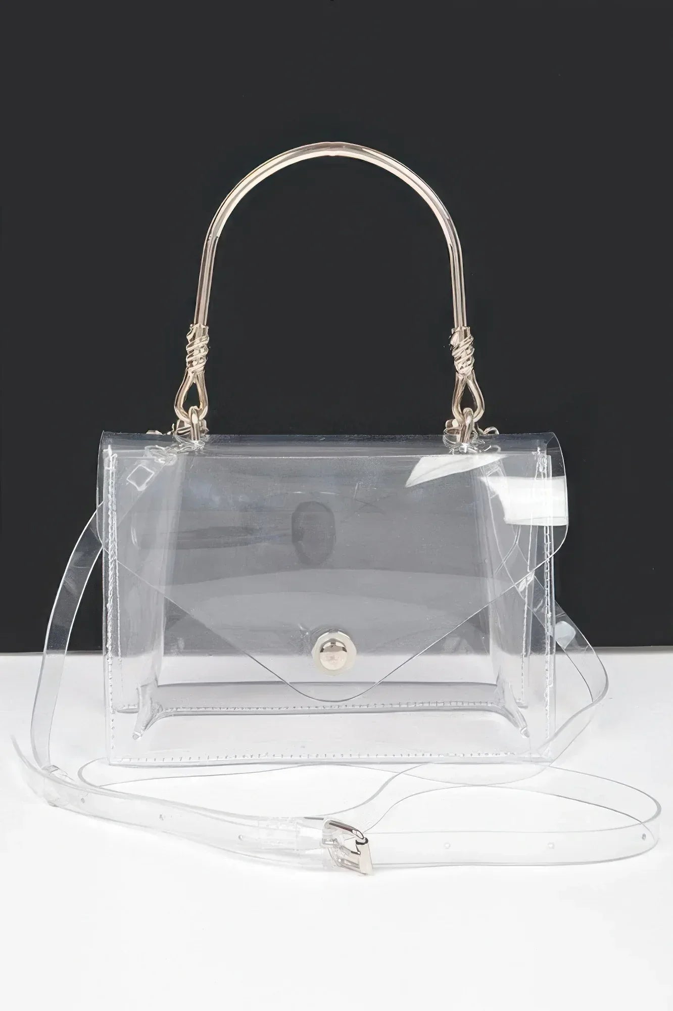 Transparent Metal Handle Flap Clutch | Mixtshop LLC