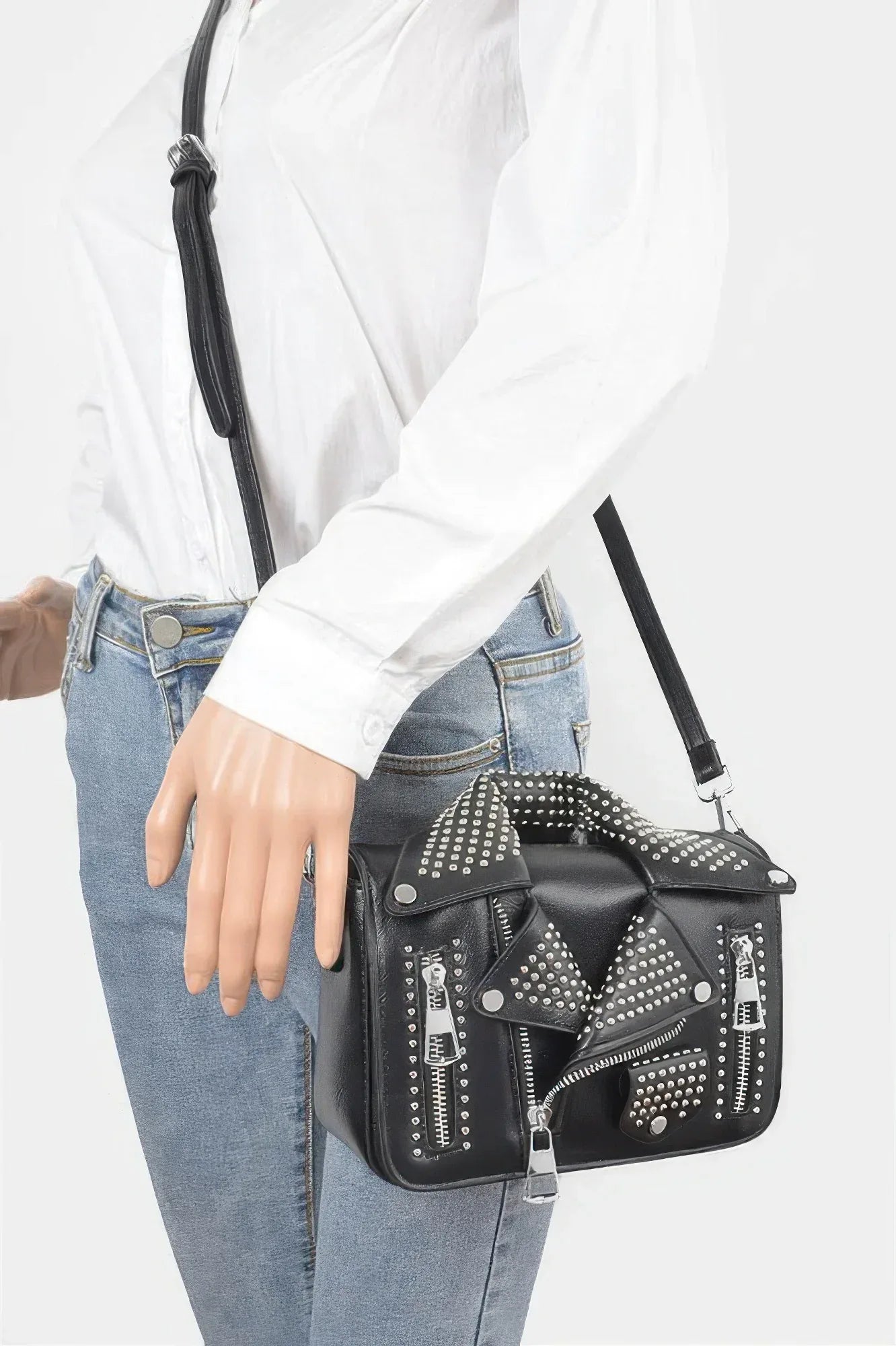Faux Leather Metal Studded Jacket Clutch | Mixtshop LLC