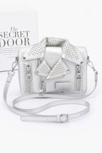 Faux Leather Metal Studded Jacket Clutch | Mixtshop LLC
