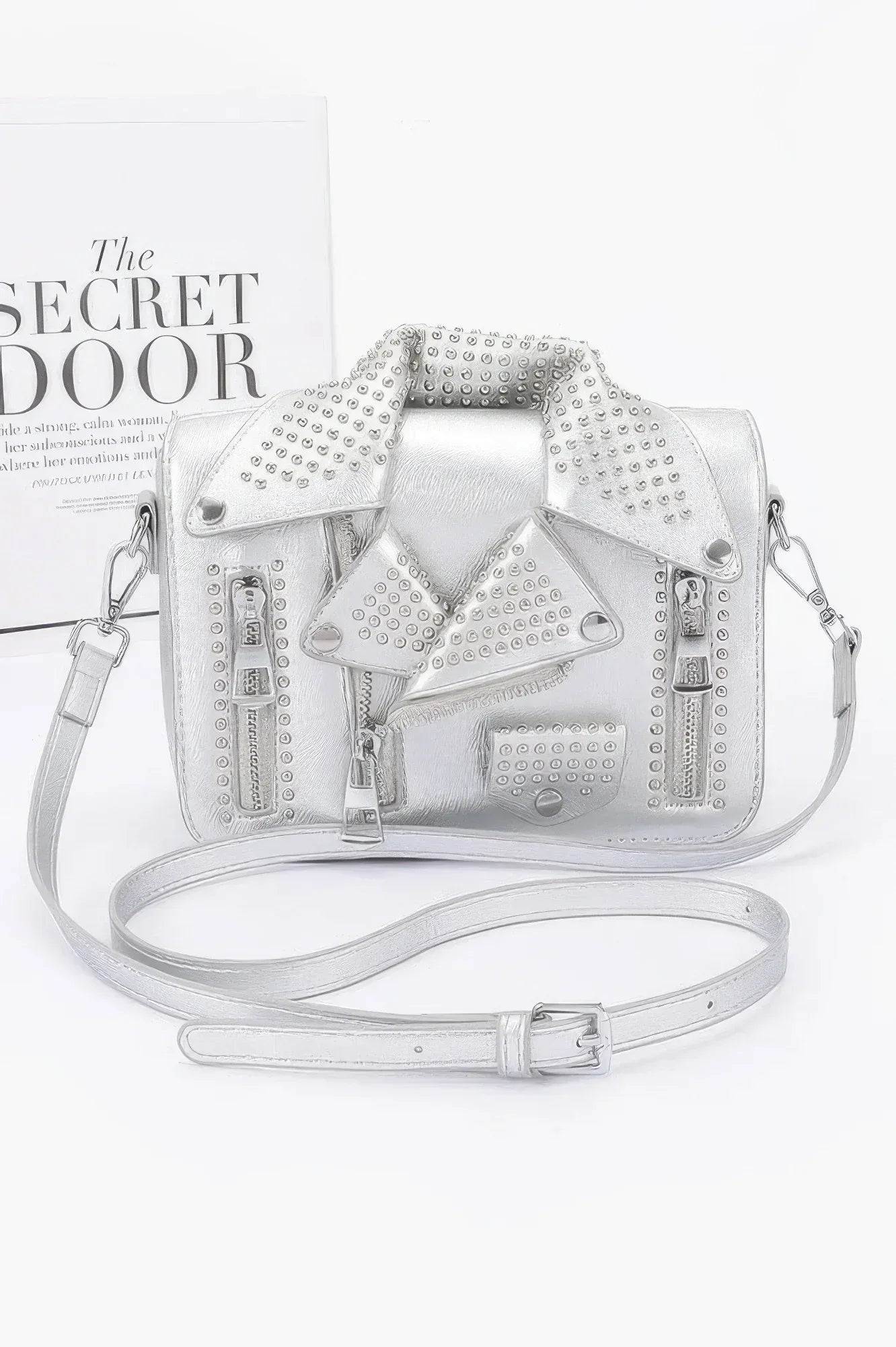 Faux Leather Metal Studded Jacket Clutch | Mixtshop LLC