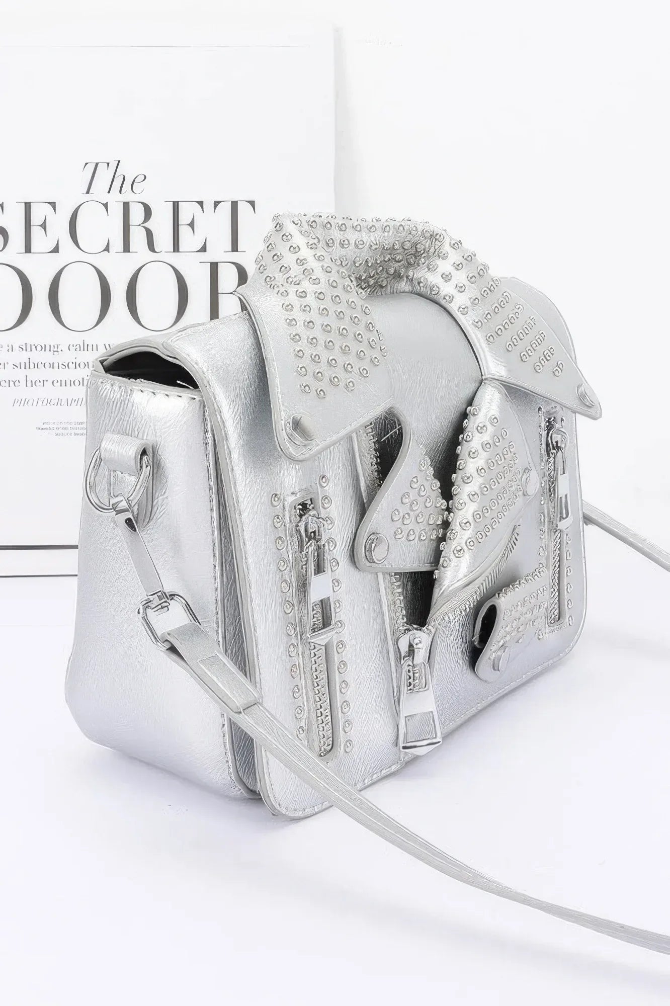 Faux Leather Metal Studded Jacket Clutch | Mixtshop LLC