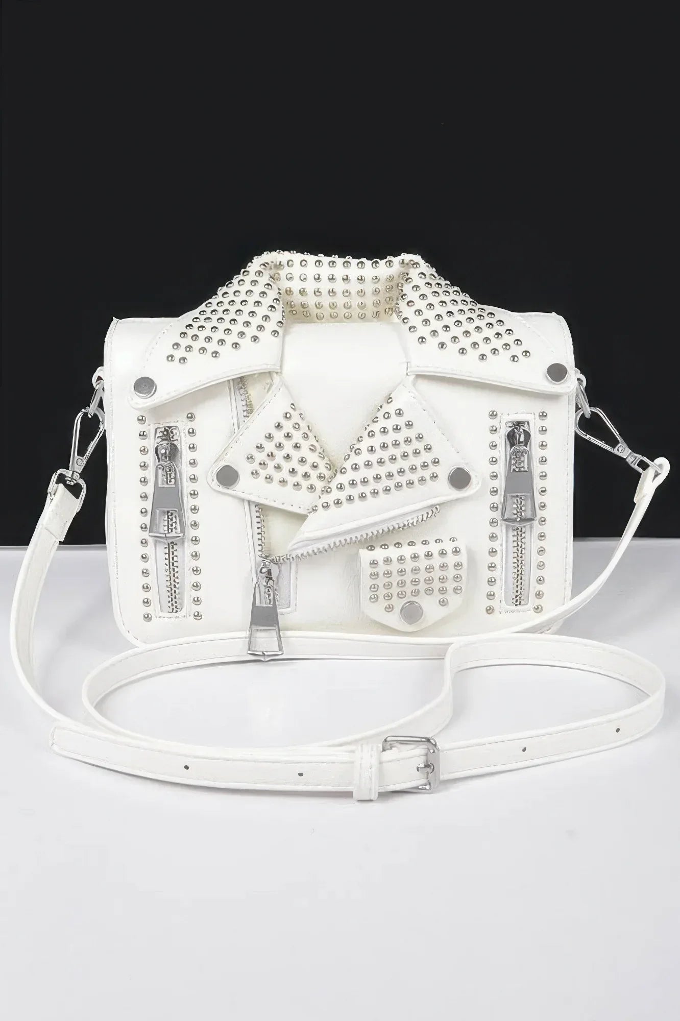 Faux Leather Metal Studded Jacket Clutch | Mixtshop LLC