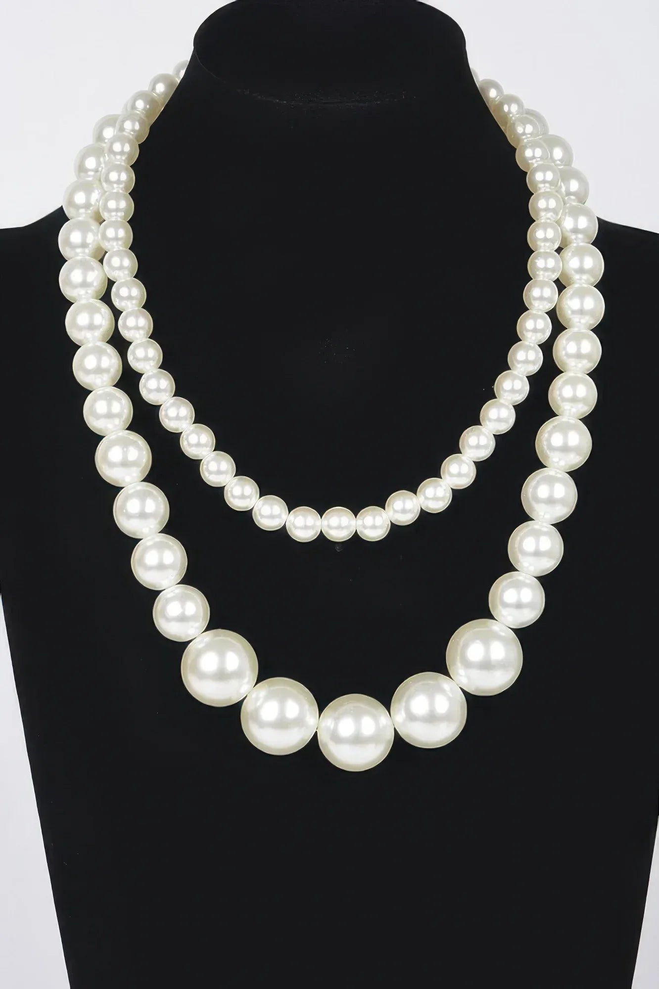 Multi Size Faux Pearl Double Layered Necklace | Mixtshop LLC Main image