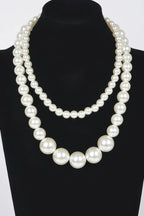 Multi Size Faux Pearl Double Layered Necklace | Mixtshop LLC