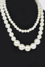Multi Size Faux Pearl Double Layered Necklace | Mixtshop LLC