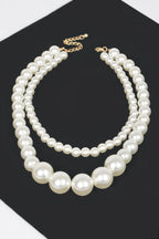 Multi Size Faux Pearl Double Layered Necklace | Mixtshop LLC