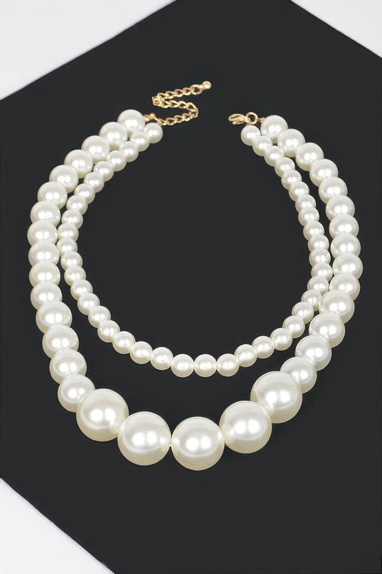 Multi Size Faux Pearl Double Layered Necklace | Mixtshop LLC