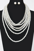 Multi Pearl Layered Necklace W/earring | Mixtshop LLC