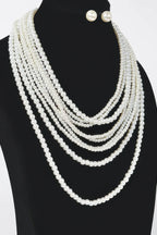 Multi Pearl Layered Necklace W/earring | Mixtshop LLC