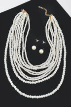 Multi Pearl Layered Necklace W/earring | Mixtshop LLC