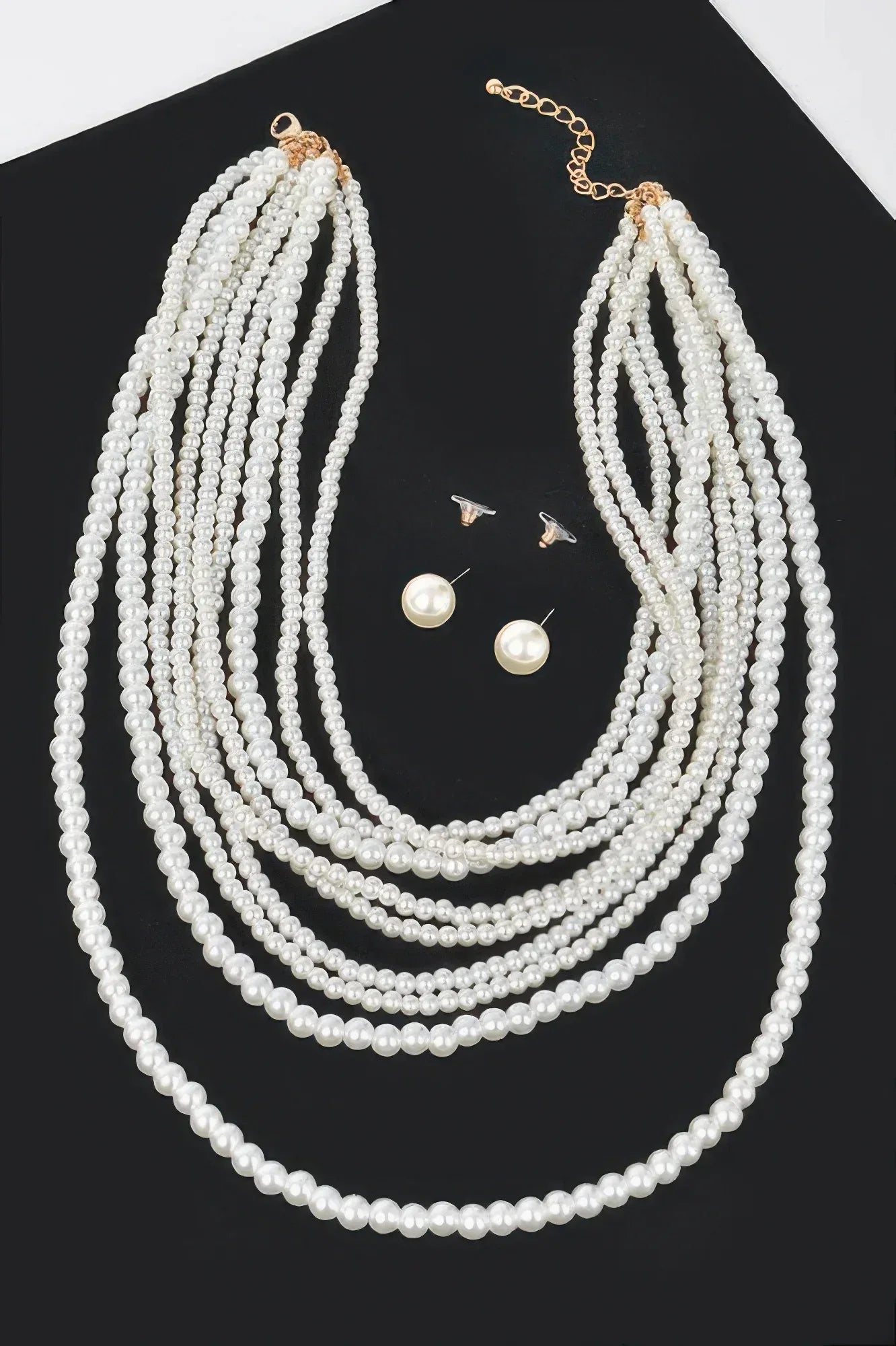 Multi Pearl Layered Necklace W/earring | Mixtshop LLC