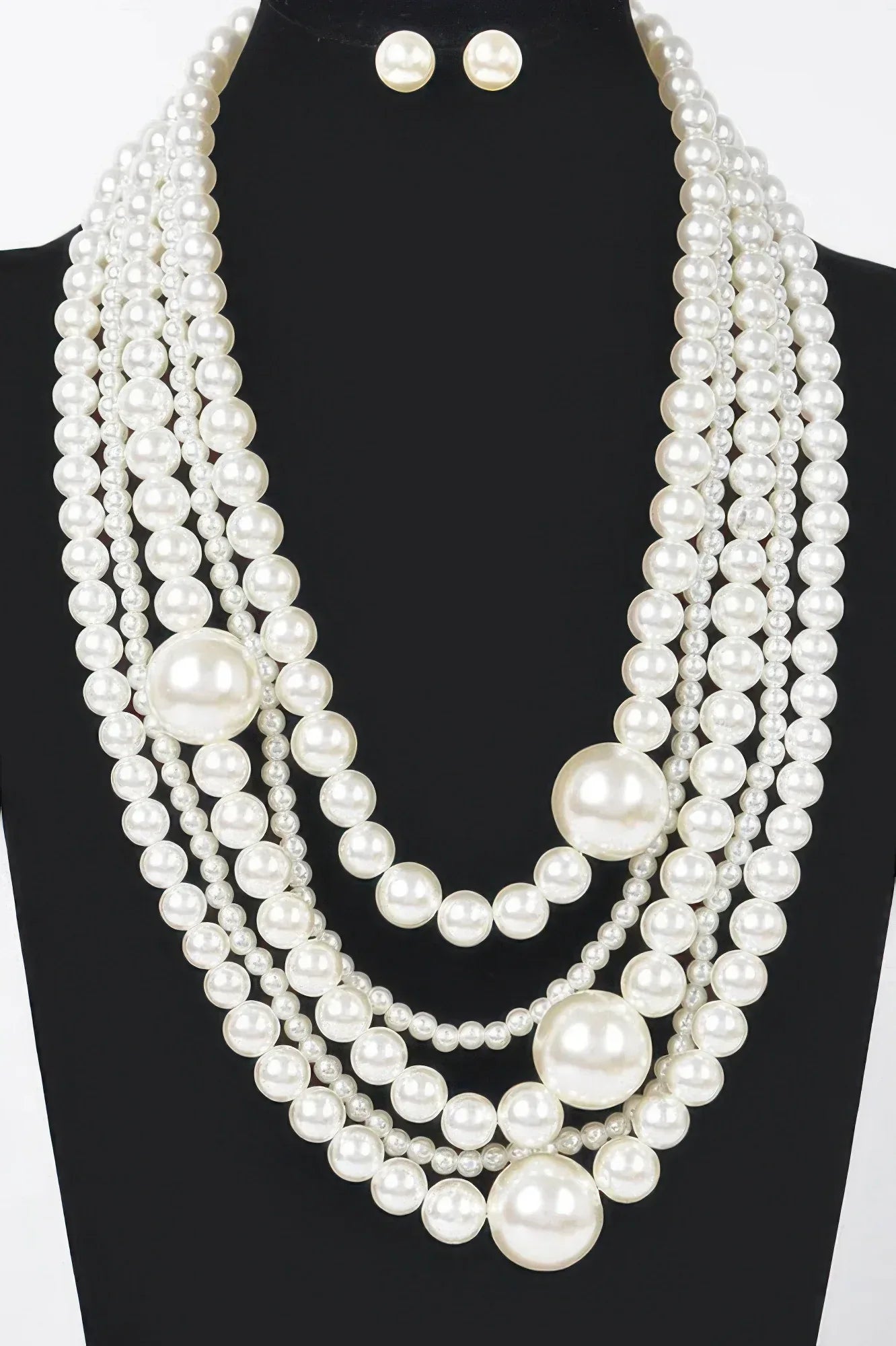 Multi Pearl Layered Necklace W/earring | Mixtshop LLC